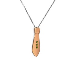 Taşlı Kravat Kolye - Peridot 18 ayar rose altın kolye (40 cm gümüş rolo zincir) #k6nkrd