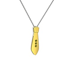 Taşlı Kravat Kolye - Peridot 8 ayar altın kolye (40 cm gümüş rolo zincir) #lu3zfr