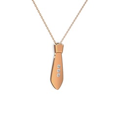 Taşlı Kravat Kolye - Swarovski 14 ayar rose altın kolye (40 cm rose altın rolo zincir) #s83o51