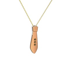 Taşlı Kravat Kolye - Dumanlı kuvars 925 ayar rose altın kaplama gümüş kolye (40 cm altın rolo zincir) #vbv89f