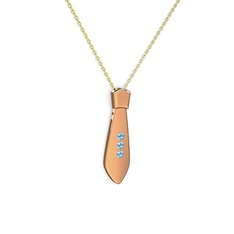 Taşlı Kravat Kolye - Akuamarin 14 ayar rose altın kolye (40 cm gümüş rolo zincir) #w6teqn