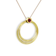 Casalina Halka Kolye - Kök yakut 8 ayar altın kolye (40 cm rose altın rolo zincir) #10034t6