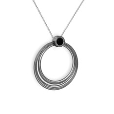 Casalina Halka Kolye - Siyah zirkon 925 ayar siyah rodyum kaplama gümüş kolye (40 cm beyaz altın rolo zincir) #10zl2lb