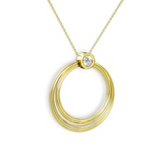 Casalina Halka Kolye - Beyaz zirkon 14 ayar altın kolye (40 cm gümüş rolo zincir) #12ugh6m