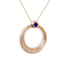Casalina Halka Kolye - Lab safir 8 ayar rose altın kolye (40 cm altın rolo zincir) #131ugr