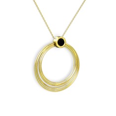Casalina Halka Kolye - Siyah zirkon 8 ayar altın kolye (40 cm altın rolo zincir) #13u399d