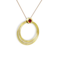 Garnet 8 ayar altın kolye (40 cm rose altın rolo zincir)