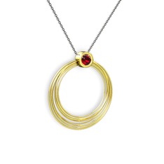 Casalina Halka Kolye - Garnet 8 ayar altın kolye (40 cm gümüş rolo zincir) #17f28ze