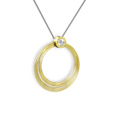 Casalina Halka Kolye - Pırlanta 8 ayar altın kolye (0.5 karat, 40 cm gümüş rolo zincir) #1iui0m