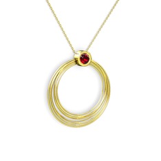 Casalina Halka Kolye - Garnet 18 ayar altın kolye (40 cm altın rolo zincir) #1o7tc2p