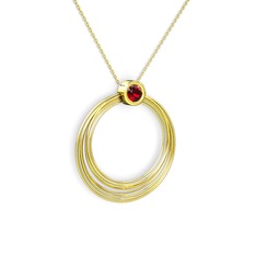 Garnet 18 ayar altın kolye (40 cm altın rolo zincir)