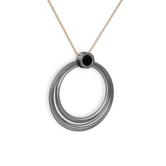 Casalina Halka Kolye - Siyah zirkon 925 ayar siyah rodyum kaplama gümüş kolye (40 cm rose altın rolo zincir) #1v832kp