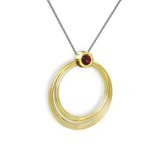 Casalina Halka Kolye - Rodolit garnet 14 ayar altın kolye (40 cm gümüş rolo zincir) #3aez64