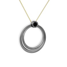 Casalina Halka Kolye - Siyah zirkon 925 ayar siyah rodyum kaplama gümüş kolye (40 cm altın rolo zincir) #55yc47
