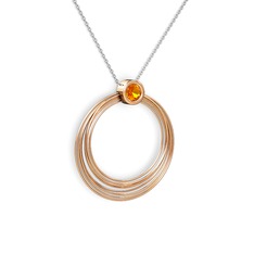 Casalina Halka Kolye - Sitrin 925 ayar rose altın kaplama gümüş kolye (40 cm beyaz altın rolo zincir) #66x2d8