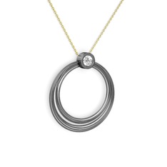 Casalina Halka Kolye - Swarovski 925 ayar siyah rodyum kaplama gümüş kolye (40 cm gümüş rolo zincir) #8j42pe