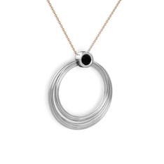 Casalina Halka Kolye - Siyah zirkon 8 ayar beyaz altın kolye (40 cm gümüş rolo zincir) #ayg5xp