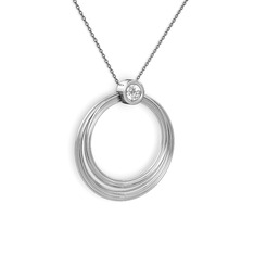 Pırlanta 14 ayar beyaz altın kolye (0.5 karat, 40 cm gümüş rolo zincir)