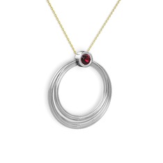 Rodolit garnet 8 ayar beyaz altın kolye (40 cm altın rolo zincir)