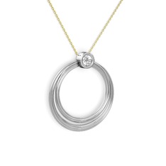 Casalina Halka Kolye - Swarovski 14 ayar beyaz altın kolye (40 cm altın rolo zincir) #grtrsg