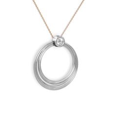 Swarovski 18 ayar beyaz altın kolye (40 cm gümüş rolo zincir)