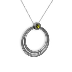 Casalina Halka Kolye - Peridot 925 ayar siyah rodyum kaplama gümüş kolye (40 cm beyaz altın rolo zincir) #kzxqkm