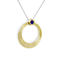 Casalina Halka Kolye - Lab safir 14 ayar altın kolye (40 cm gümüş rolo zincir) #l99nts