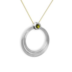 Casalina Halka Kolye - Peridot 8 ayar beyaz altın kolye (40 cm altın rolo zincir) #lmsn1c