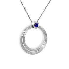 Casalina Halka Kolye - Lab safir 18 ayar beyaz altın kolye (40 cm gümüş rolo zincir) #oije24