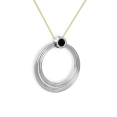 Casalina Halka Kolye - Siyah zirkon 18 ayar beyaz altın kolye (40 cm altın rolo zincir) #qwsrzz