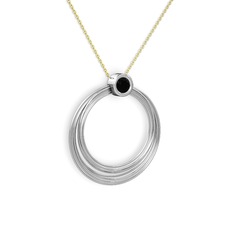 Casalina Halka Kolye - Siyah zirkon 18 ayar beyaz altın kolye (40 cm altın rolo zincir) #sqh5ly