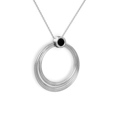 Casalina Halka Kolye - Siyah zirkon 14 ayar beyaz altın kolye (40 cm beyaz altın rolo zincir) #w27al6