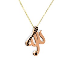 Siyah zirkon 8 ayar rose altın kolye (40 cm altın rolo zincir)