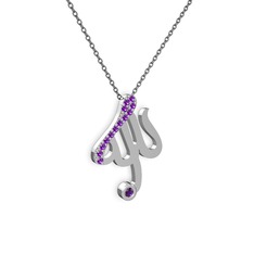 Ametist 925 ayar gümüş kolye (40 cm gümüş rolo zincir)