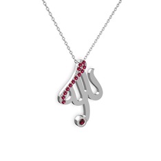 Rodolit garnet 14 ayar beyaz altın kolye (40 cm beyaz altın rolo zincir)