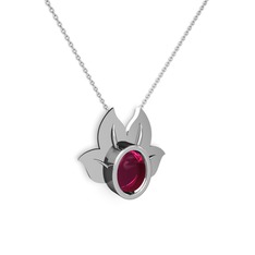 Satya Kolye - Rodolit garnet 8 ayar beyaz altın kolye (40 cm beyaz altın rolo zincir) #108164k