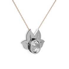 Satya Kolye - Swarovski 14 ayar beyaz altın kolye (40 cm rose altın rolo zincir) #13xbvrg