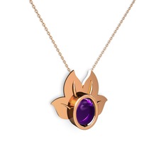 Ametist 14 ayar rose altın kolye (40 cm rose altın rolo zincir)