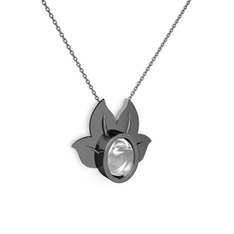 Satya Kolye - Swarovski 925 ayar siyah rodyum kaplama gümüş kolye (40 cm gümüş rolo zincir) #1afh9xg