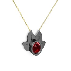 Satya Kolye - Garnet 925 ayar siyah rodyum kaplama gümüş kolye (40 cm gümüş rolo zincir) #1ax8zz4