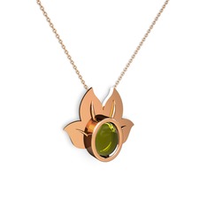 Satya Kolye - Peridot 18 ayar rose altın kolye (40 cm gümüş rolo zincir) #1duoode