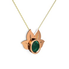 Yeşil kuvars 18 ayar rose altın kolye (40 cm altın rolo zincir)