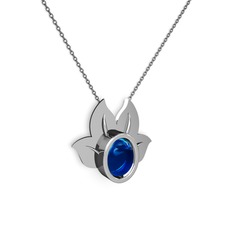 Satya Kolye - Lab safir 8 ayar beyaz altın kolye (40 cm gümüş rolo zincir) #1tv6jki