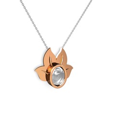 Satya Kolye - Beyaz zirkon 18 ayar rose altın kolye (40 cm beyaz altın rolo zincir) #1ugyy5h