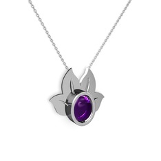 Satya Kolye - Ametist 18 ayar beyaz altın kolye (40 cm beyaz altın rolo zincir) #87mpo4