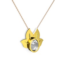 Satya Kolye - Swarovski 8 ayar altın kolye (40 cm rose altın rolo zincir) #gjj0fm