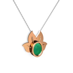 Kök zümrüt 925 ayar rose altın kaplama gümüş kolye (40 cm beyaz altın rolo zincir)