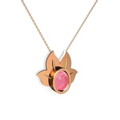 Satya Kolye - Pembe kuvars 18 ayar rose altın kolye (40 cm rose altın rolo zincir) #lotcon