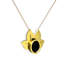 Satya Kolye - Siyah zirkon 925 ayar altın kaplama gümüş kolye (40 cm rose altın rolo zincir) #orvzvx