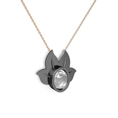 Satya Kolye - Swarovski 925 ayar siyah rodyum kaplama gümüş kolye (40 cm rose altın rolo zincir) #p2xevj